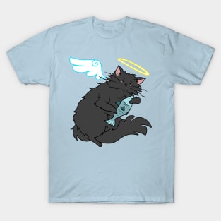 Fluffy Black Cat Angel T-Shirt